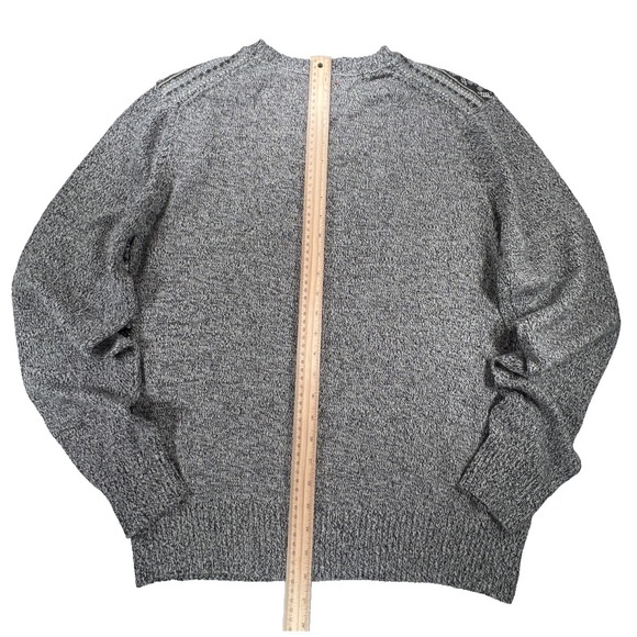 Weatherproof Sweater Mens Medium Gray Black Newsprint Crewneck Cotton NEW NWT - Picture 6 of 11